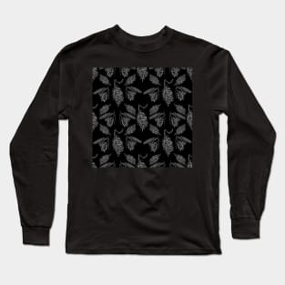 Black and White Australian Floral Print Long Sleeve T-Shirt